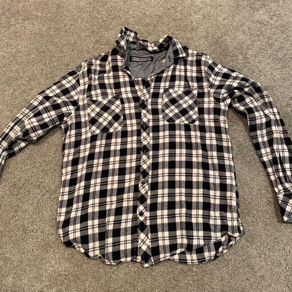 Black and white flannel button down